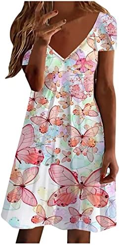 שמלות אביב נוקמופו לנשים 2023 אורח חתונה פרחוני שרוול קצר צווארון מזדמן רופף שמלת התלקחות חוף מיני שמלה