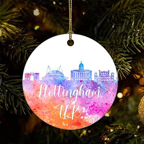 חג המולד מזכרת קישוטי בריטניה-נוטינגהאם קרמיקה קישוט מתנות קישוטי צבעוני עיר ציור עץ חג המולד תליית