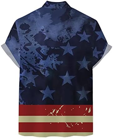 Xxbr 4 ביולי כפתור למטה חולצות לגברים קיץ שרוול קצר פטריוטי דגל אמריקאי רטרו גרפי חולצה מזדמנים