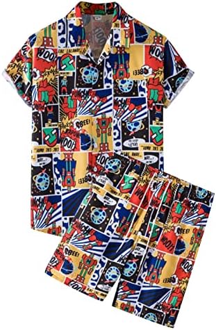 תלבושות אימוניות 2 חלקים לגברים פלוס חולצה הוואי פרחונית בגודל ותלבושות קצרות תלבושות חוף קיץ טרופיות