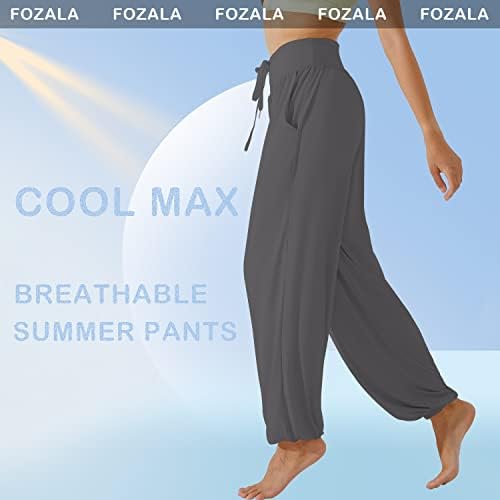 מכנסי יוגה של Fozala Pozala מכנסי יוגה רופפים מכנסי טרנימה רופפים רגל רגל נוחה עם כיסים