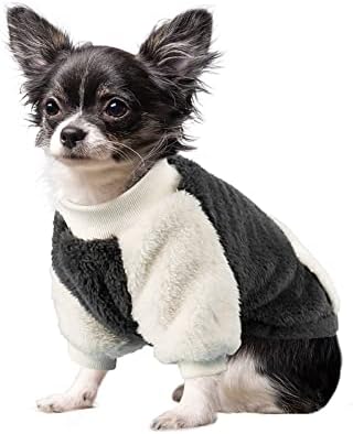 סוודרים של כלבי Lesypet לכלבים קטנים, סוודר כלבים פליס בגדי כלבים קטנים מעיל גור חמים סוודר כלבים לכלבים