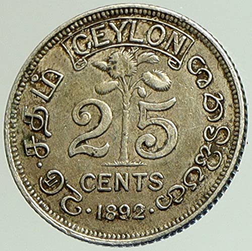 1892 LK 1892 Ceylon עכשיו סרי לנקה בריטניה מלכה ויקטוריה גאני 25 סנט טוב לא מוסמך
